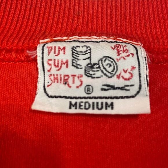 Vintage Single Stitch Dim Sum Shirts Red Embroidered Hong Kong T-Shirt Medium - Picture 2 of 12